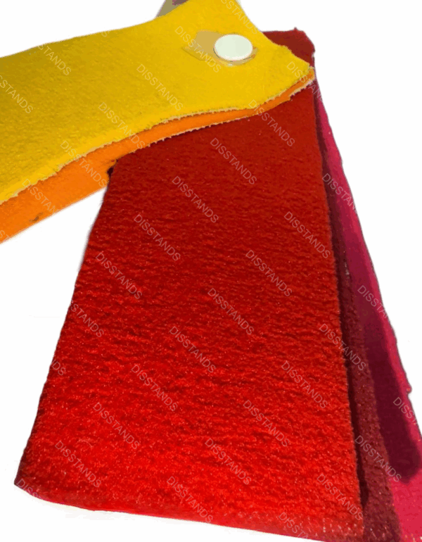Muestras moqueta ferial degradado cromático amarillo naranja rojo púrpura azul marino