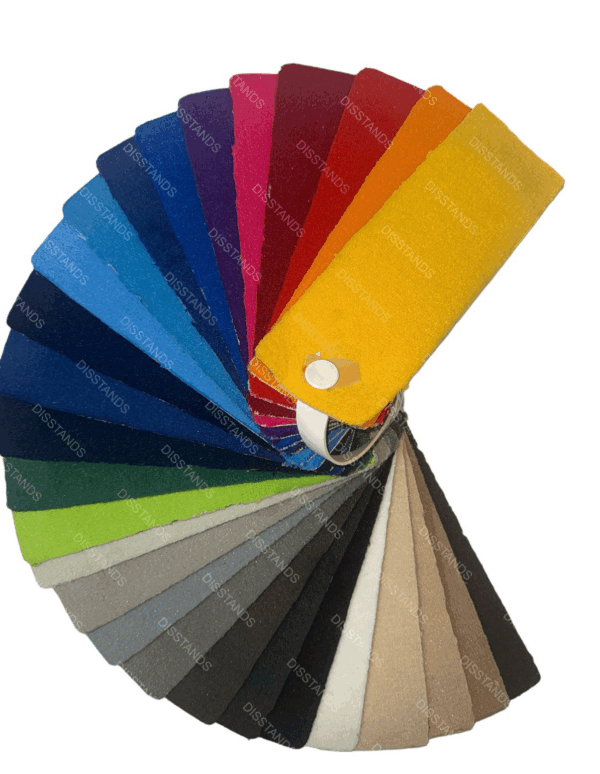 Muestras moqueta ferial degradado cromático amarillo naranja rojo púrpura azul marino