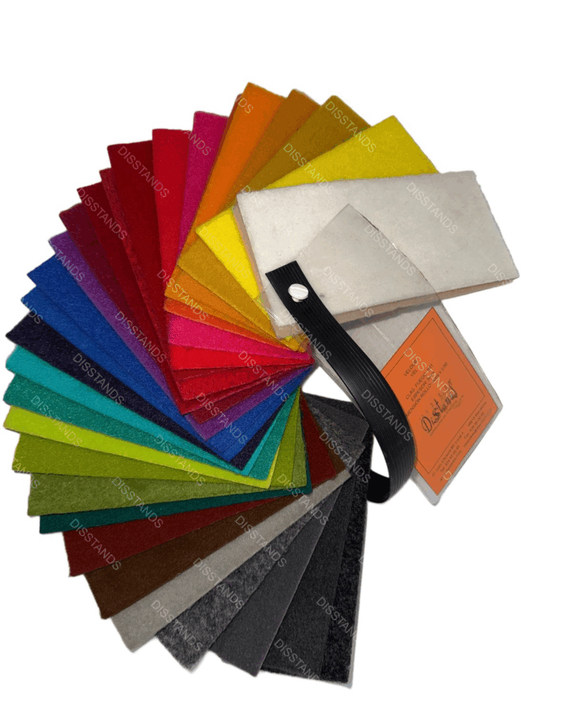 Muestrario abanico moqueta Velour Lux terciopelo alta densidad 30 colores para eventos